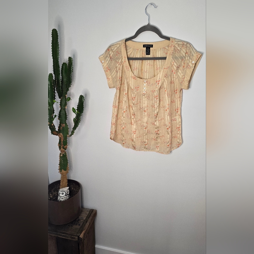 Club Monaco Silk Cotton Short Sleeve Blouse